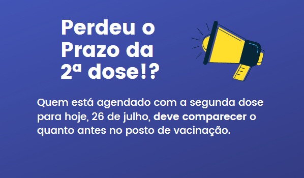 Secretaria de Saúde alerta para o retorno da segunda dose Covid-19